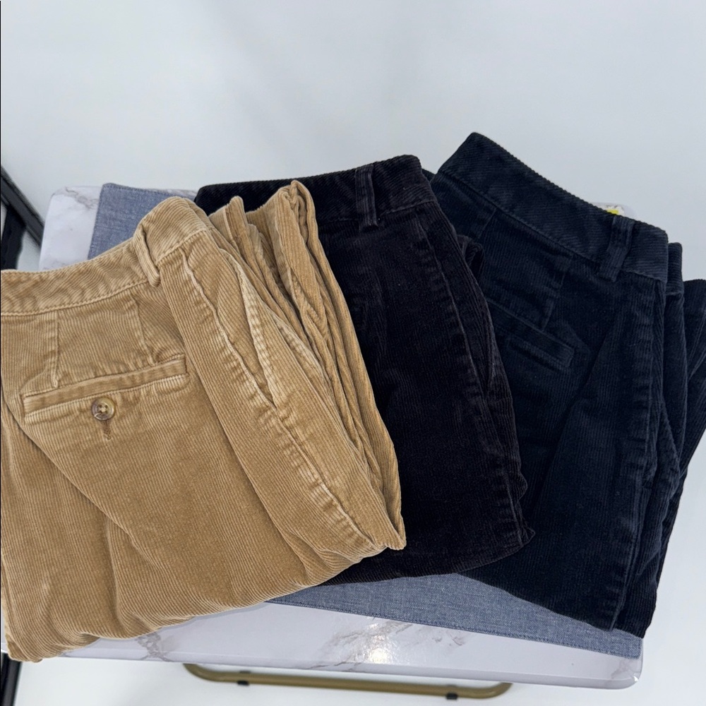L.L. Bean Women's Straight Leg Corduroy Pants in Tan and Black